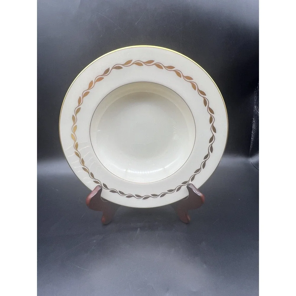 Vintage Lenox Golden Wreath Flat Rimmed Soup Bowl 8.25